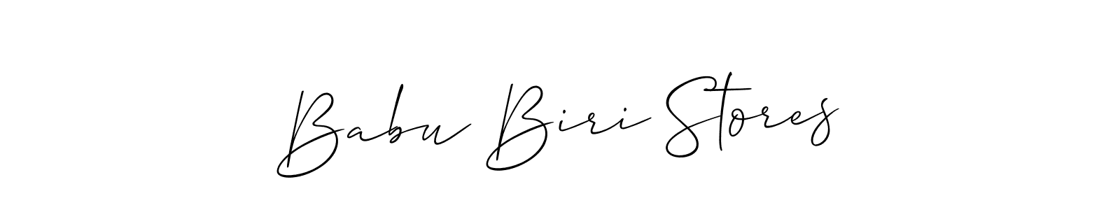 Allison_Script is a professional signature style that is perfect for those who want to add a touch of class to their signature. It is also a great choice for those who want to make their signature more unique. Get Babu Biri Stores name to fancy signature for free. Babu Biri Stores signature style 2 images and pictures png