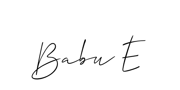 if you are searching for the best signature style for your name Babu E. so please give up your signature search. here we have designed multiple signature styles  using Allison_Script. Babu E signature style 2 images and pictures png