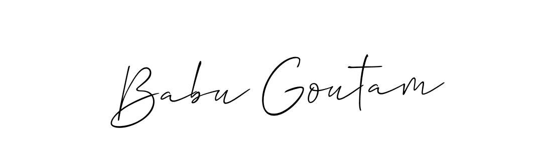 Allison_Script is a professional signature style that is perfect for those who want to add a touch of class to their signature. It is also a great choice for those who want to make their signature more unique. Get Babu Goutam name to fancy signature for free. Babu Goutam signature style 2 images and pictures png