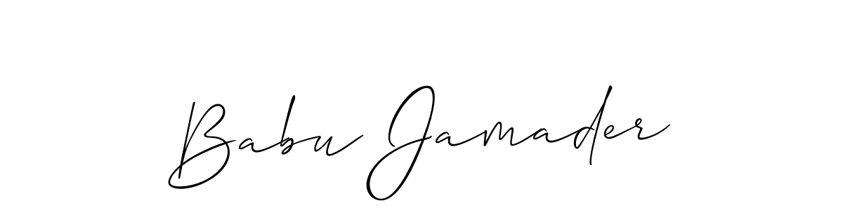 Allison_Script is a professional signature style that is perfect for those who want to add a touch of class to their signature. It is also a great choice for those who want to make their signature more unique. Get Babu Jamader name to fancy signature for free. Babu Jamader signature style 2 images and pictures png