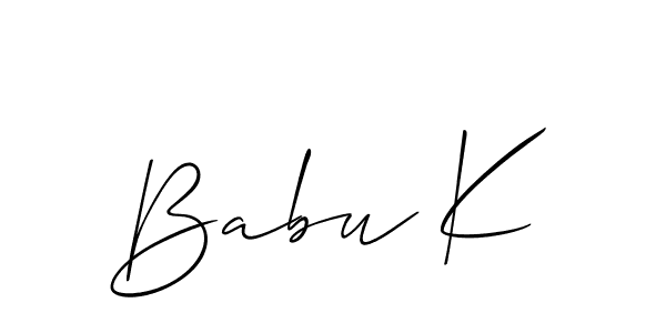 Also You can easily find your signature by using the search form. We will create Babu K name handwritten signature images for you free of cost using Allison_Script sign style. Babu K signature style 2 images and pictures png