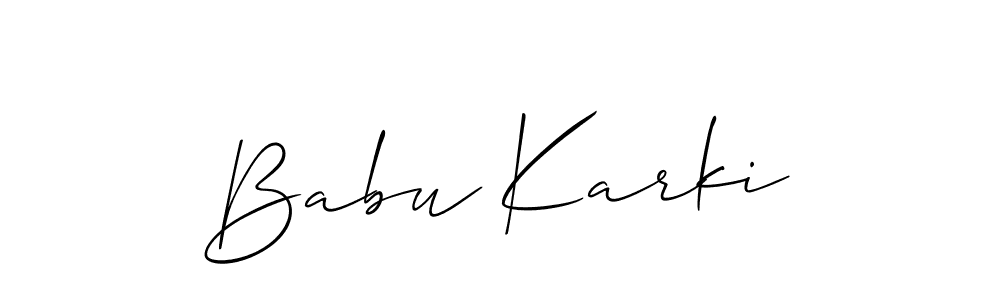 It looks lik you need a new signature style for name Babu Karki. Design unique handwritten (Allison_Script) signature with our free signature maker in just a few clicks. Babu Karki signature style 2 images and pictures png