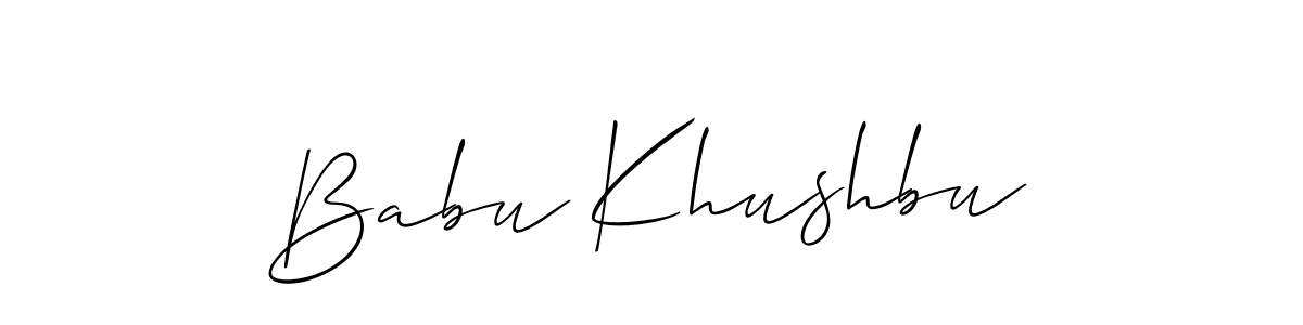 The best way (Allison_Script) to make a short signature is to pick only two or three words in your name. The name Babu Khushbu include a total of six letters. For converting this name. Babu Khushbu signature style 2 images and pictures png