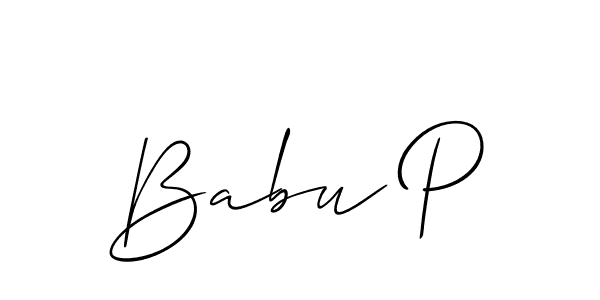 if you are searching for the best signature style for your name Babu P. so please give up your signature search. here we have designed multiple signature styles  using Allison_Script. Babu P signature style 2 images and pictures png