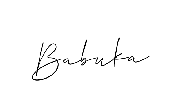 Allison_Script is a professional signature style that is perfect for those who want to add a touch of class to their signature. It is also a great choice for those who want to make their signature more unique. Get Babuka name to fancy signature for free. Babuka signature style 2 images and pictures png