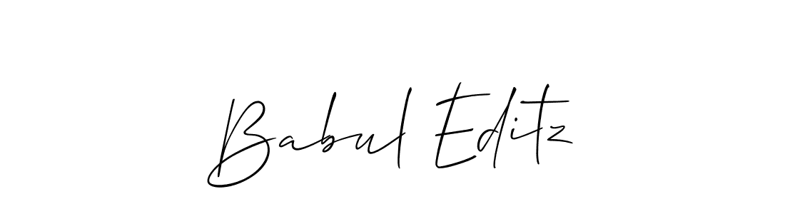 The best way (Allison_Script) to make a short signature is to pick only two or three words in your name. The name Babul Editz include a total of six letters. For converting this name. Babul Editz signature style 2 images and pictures png