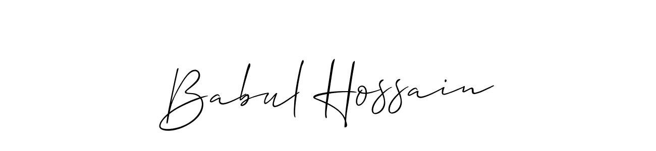 Create a beautiful signature design for name Babul Hossain. With this signature (Allison_Script) fonts, you can make a handwritten signature for free. Babul Hossain signature style 2 images and pictures png