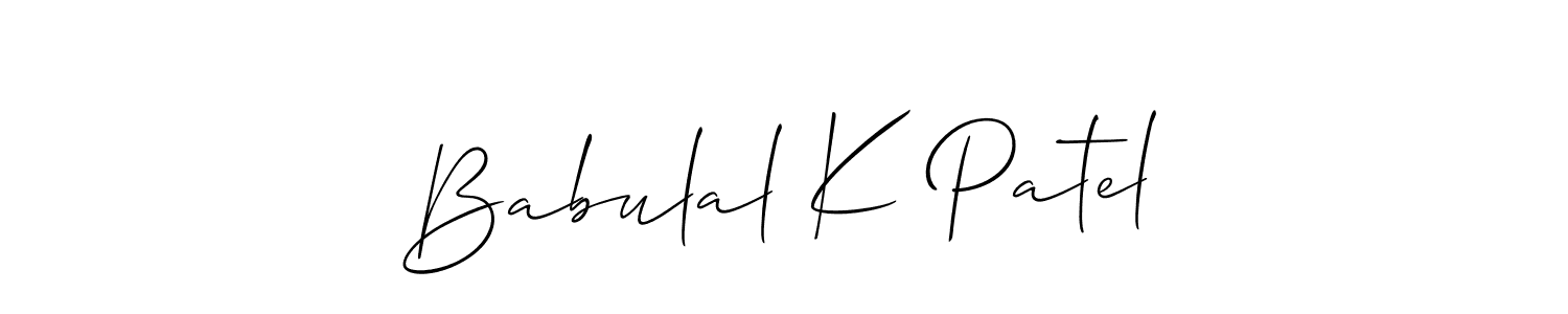 Design your own signature with our free online signature maker. With this signature software, you can create a handwritten (Allison_Script) signature for name Babulal K Patel. Babulal K Patel signature style 2 images and pictures png
