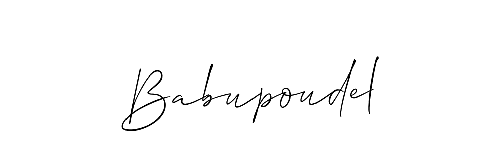 The best way (Allison_Script) to make a short signature is to pick only two or three words in your name. The name Babupoudel include a total of six letters. For converting this name. Babupoudel signature style 2 images and pictures png