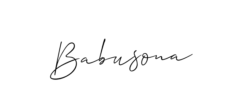 Use a signature maker to create a handwritten signature online. With this signature software, you can design (Allison_Script) your own signature for name Babusona. Babusona signature style 2 images and pictures png