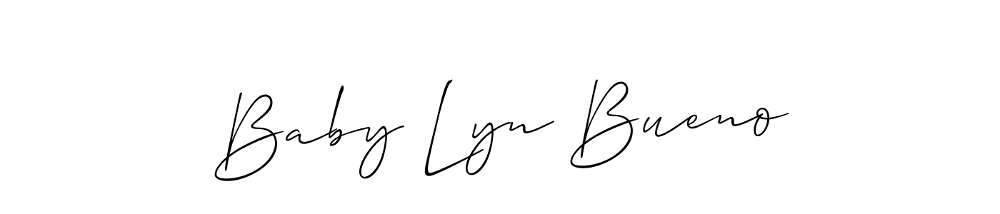 You should practise on your own different ways (Allison_Script) to write your name (Baby Lyn Bueno) in signature. don't let someone else do it for you. Baby Lyn Bueno signature style 2 images and pictures png