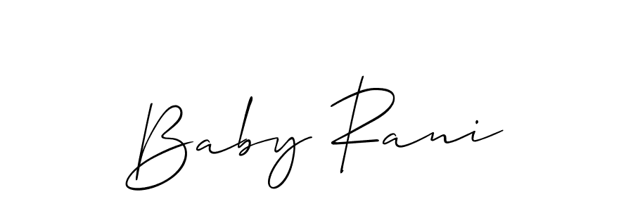 Use a signature maker to create a handwritten signature online. With this signature software, you can design (Allison_Script) your own signature for name Baby Rani. Baby Rani signature style 2 images and pictures png