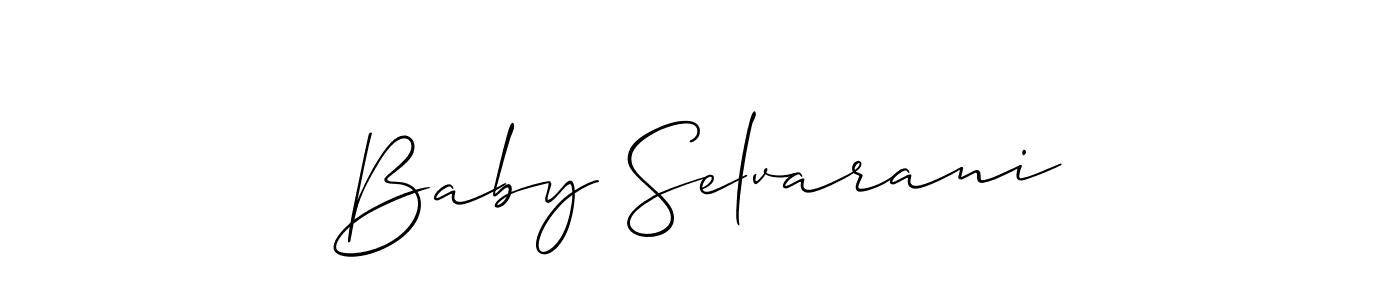 Allison_Script is a professional signature style that is perfect for those who want to add a touch of class to their signature. It is also a great choice for those who want to make their signature more unique. Get Baby Selvarani name to fancy signature for free. Baby Selvarani signature style 2 images and pictures png