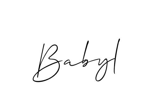 Make a beautiful signature design for name Babyl. With this signature (Allison_Script) style, you can create a handwritten signature for free. Babyl signature style 2 images and pictures png