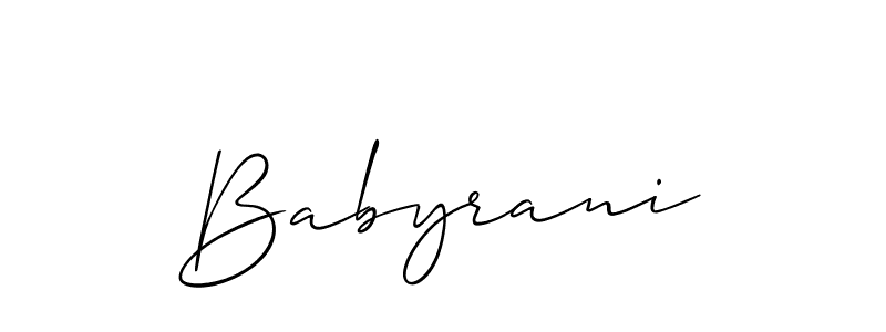 Make a short Babyrani signature style. Manage your documents anywhere anytime using Allison_Script. Create and add eSignatures, submit forms, share and send files easily. Babyrani signature style 2 images and pictures png