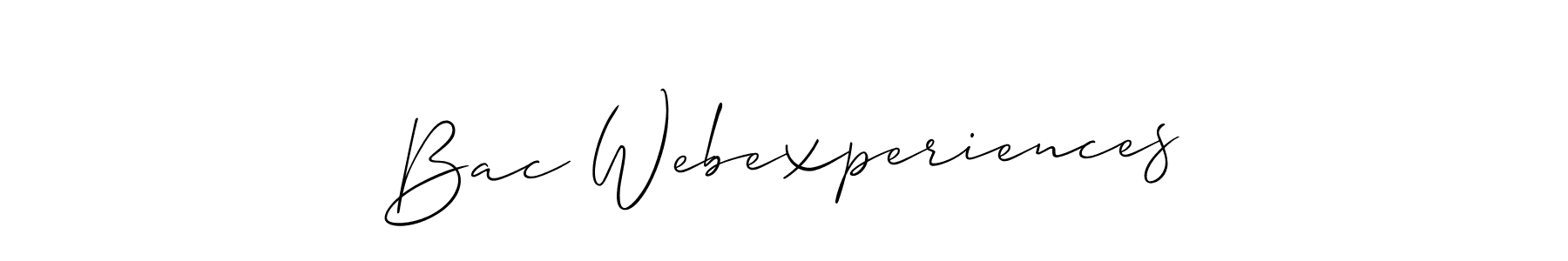 Allison_Script is a professional signature style that is perfect for those who want to add a touch of class to their signature. It is also a great choice for those who want to make their signature more unique. Get Bac Webexperiences name to fancy signature for free. Bac Webexperiences signature style 2 images and pictures png