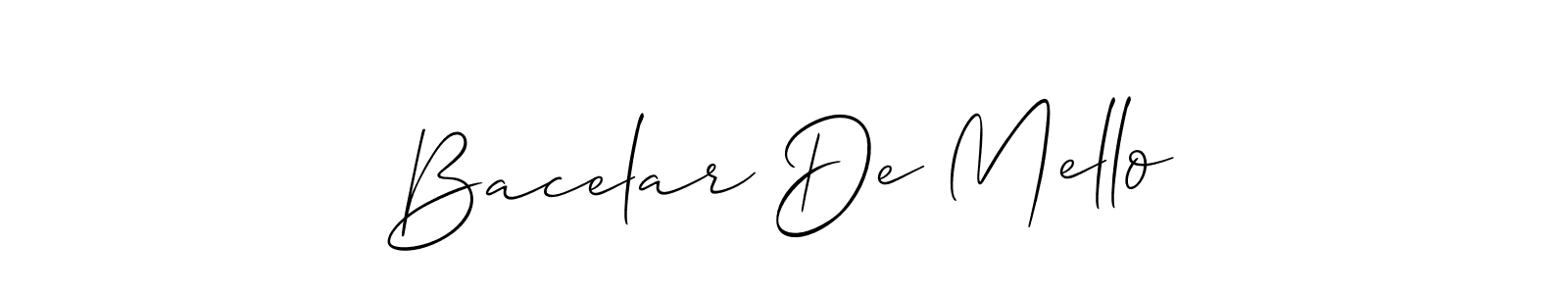 This is the best signature style for the Bacelar De Mello name. Also you like these signature font (Allison_Script). Mix name signature. Bacelar De Mello signature style 2 images and pictures png