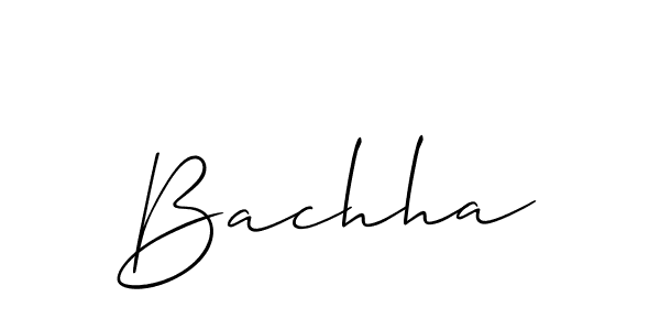 Design your own signature with our free online signature maker. With this signature software, you can create a handwritten (Allison_Script) signature for name Bachha. Bachha signature style 2 images and pictures png