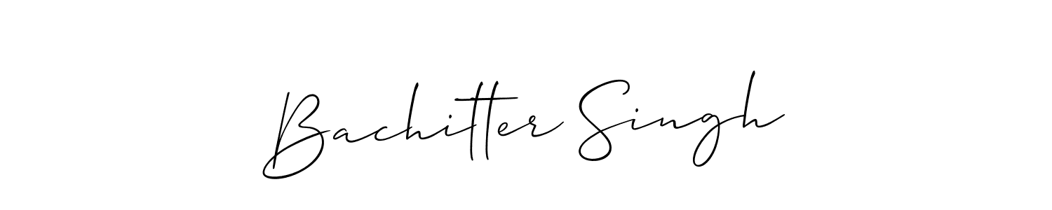 This is the best signature style for the Bachitter Singh name. Also you like these signature font (Allison_Script). Mix name signature. Bachitter Singh signature style 2 images and pictures png