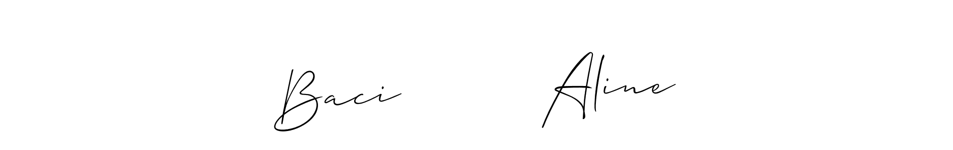 The best way (Allison_Script) to make a short signature is to pick only two or three words in your name. The name Baci          Aline include a total of six letters. For converting this name. Baci          Aline signature style 2 images and pictures png