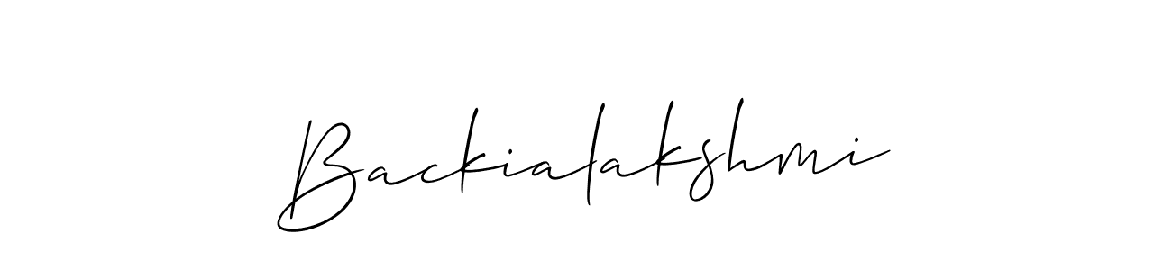 How to make Backialakshmi signature? Allison_Script is a professional autograph style. Create handwritten signature for Backialakshmi name. Backialakshmi signature style 2 images and pictures png