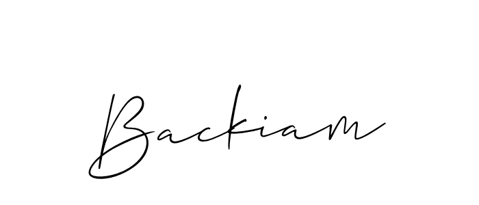 Use a signature maker to create a handwritten signature online. With this signature software, you can design (Allison_Script) your own signature for name Backiam. Backiam signature style 2 images and pictures png