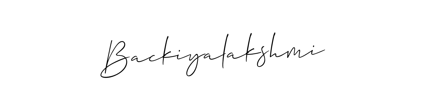 Also You can easily find your signature by using the search form. We will create Backiyalakshmi name handwritten signature images for you free of cost using Allison_Script sign style. Backiyalakshmi signature style 2 images and pictures png
