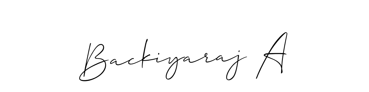 Design your own signature with our free online signature maker. With this signature software, you can create a handwritten (Allison_Script) signature for name Backiyaraj A. Backiyaraj A signature style 2 images and pictures png