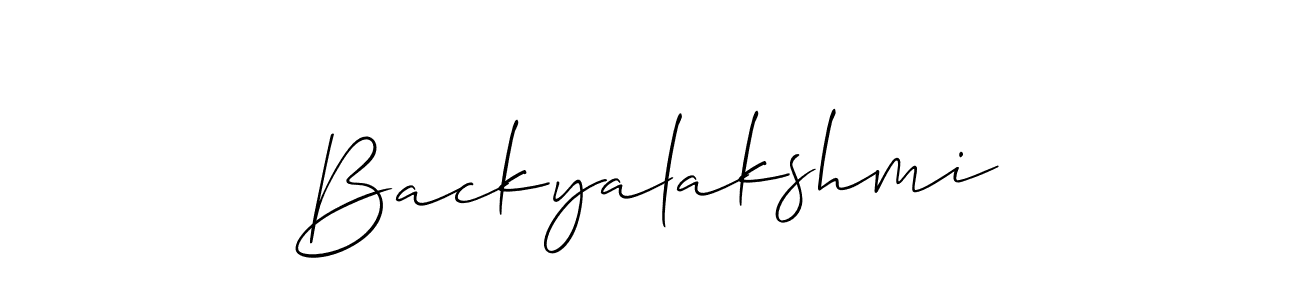 Also we have Backyalakshmi name is the best signature style. Create professional handwritten signature collection using Allison_Script autograph style. Backyalakshmi signature style 2 images and pictures png