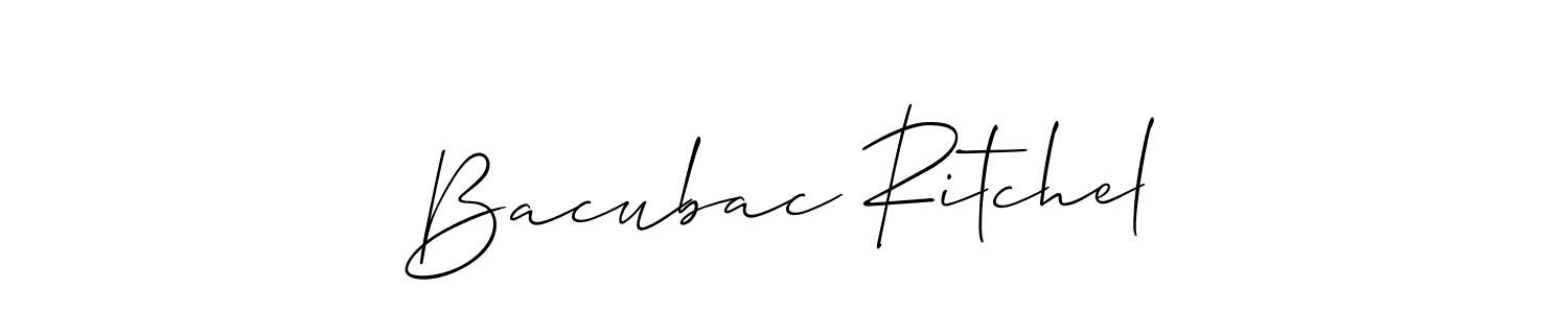 It looks lik you need a new signature style for name Bacubac Ritchel. Design unique handwritten (Allison_Script) signature with our free signature maker in just a few clicks. Bacubac Ritchel signature style 2 images and pictures png