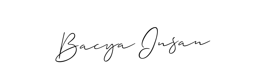 Allison_Script is a professional signature style that is perfect for those who want to add a touch of class to their signature. It is also a great choice for those who want to make their signature more unique. Get Bacya Insan name to fancy signature for free. Bacya Insan signature style 2 images and pictures png