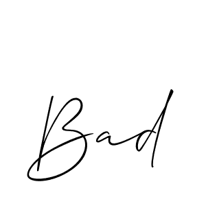 if you are searching for the best signature style for your name Bad. so please give up your signature search. here we have designed multiple signature styles  using Allison_Script. Bad signature style 2 images and pictures png