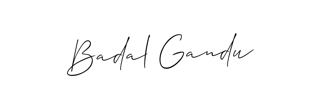 Make a beautiful signature design for name Badal Gandu. With this signature (Allison_Script) style, you can create a handwritten signature for free. Badal Gandu signature style 2 images and pictures png