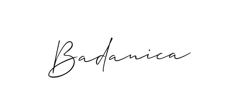 Allison_Script is a professional signature style that is perfect for those who want to add a touch of class to their signature. It is also a great choice for those who want to make their signature more unique. Get Badanica name to fancy signature for free. Badanica signature style 2 images and pictures png