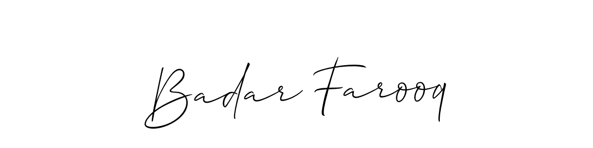 Design your own signature with our free online signature maker. With this signature software, you can create a handwritten (Allison_Script) signature for name Badar Farooq. Badar Farooq signature style 2 images and pictures png