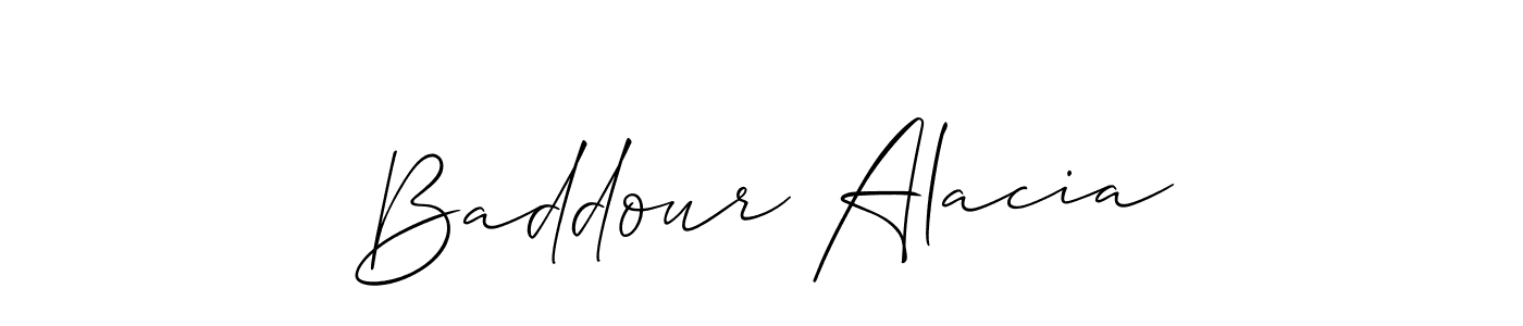 Use a signature maker to create a handwritten signature online. With this signature software, you can design (Allison_Script) your own signature for name Baddour Alacia. Baddour Alacia signature style 2 images and pictures png