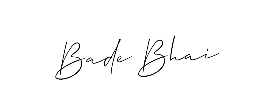 if you are searching for the best signature style for your name Bade Bhai. so please give up your signature search. here we have designed multiple signature styles  using Allison_Script. Bade Bhai signature style 2 images and pictures png