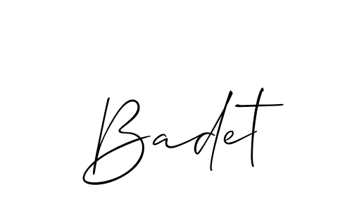 You should practise on your own different ways (Allison_Script) to write your name (Badet) in signature. don't let someone else do it for you. Badet signature style 2 images and pictures png