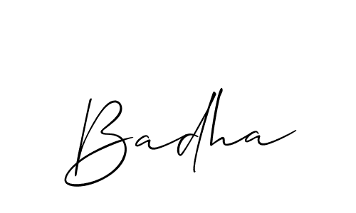 It looks lik you need a new signature style for name Badha. Design unique handwritten (Allison_Script) signature with our free signature maker in just a few clicks. Badha signature style 2 images and pictures png
