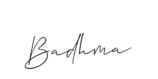 Use a signature maker to create a handwritten signature online. With this signature software, you can design (Allison_Script) your own signature for name Badhma. Badhma signature style 2 images and pictures png