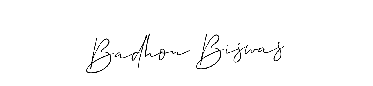 Allison_Script is a professional signature style that is perfect for those who want to add a touch of class to their signature. It is also a great choice for those who want to make their signature more unique. Get Badhon Biswas name to fancy signature for free. Badhon Biswas signature style 2 images and pictures png