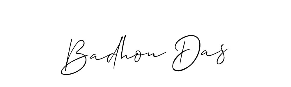 Allison_Script is a professional signature style that is perfect for those who want to add a touch of class to their signature. It is also a great choice for those who want to make their signature more unique. Get Badhon Das name to fancy signature for free. Badhon Das signature style 2 images and pictures png