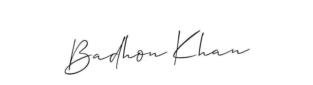 The best way (Allison_Script) to make a short signature is to pick only two or three words in your name. The name Badhon Khan include a total of six letters. For converting this name. Badhon Khan signature style 2 images and pictures png