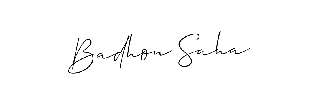 Make a beautiful signature design for name Badhon Saha. With this signature (Allison_Script) style, you can create a handwritten signature for free. Badhon Saha signature style 2 images and pictures png