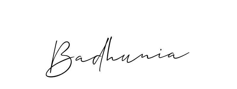 Create a beautiful signature design for name Badhunia. With this signature (Allison_Script) fonts, you can make a handwritten signature for free. Badhunia signature style 2 images and pictures png