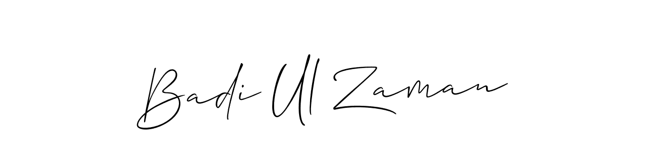 How to make Badi Ul Zaman signature? Allison_Script is a professional autograph style. Create handwritten signature for Badi Ul Zaman name. Badi Ul Zaman signature style 2 images and pictures png