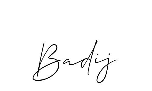 Design your own signature with our free online signature maker. With this signature software, you can create a handwritten (Allison_Script) signature for name Badij. Badij signature style 2 images and pictures png