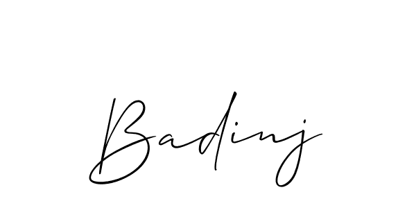 Make a beautiful signature design for name Badinj. With this signature (Allison_Script) style, you can create a handwritten signature for free. Badinj signature style 2 images and pictures png