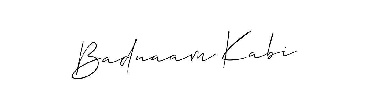 How to Draw Badnaam Kabi signature style? Allison_Script is a latest design signature styles for name Badnaam Kabi. Badnaam Kabi signature style 2 images and pictures png