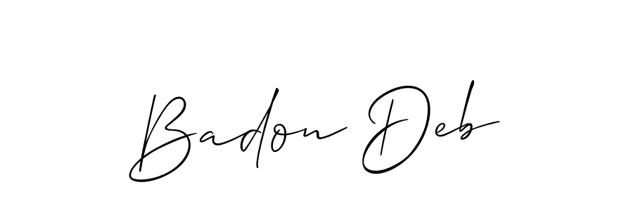 It looks lik you need a new signature style for name Badon Deb. Design unique handwritten (Allison_Script) signature with our free signature maker in just a few clicks. Badon Deb signature style 2 images and pictures png